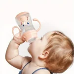 Large caliber baby bottle, 300ml/10.5oz, durable PPSU, straw and balancer – wide mouth design, suitable for easy learning