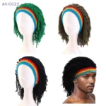 【CC22】Men Women Synthetic Wig False Braid Dreadlocks Beanie Cap Handmade Crochet Hat Cosplay Party Headwear Warm Knitted Wig Hat