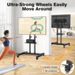 Adjustable Mobile TV Stand with Locking Wheels for 32-83 Inch Screens, Supports Up to 110 lbs