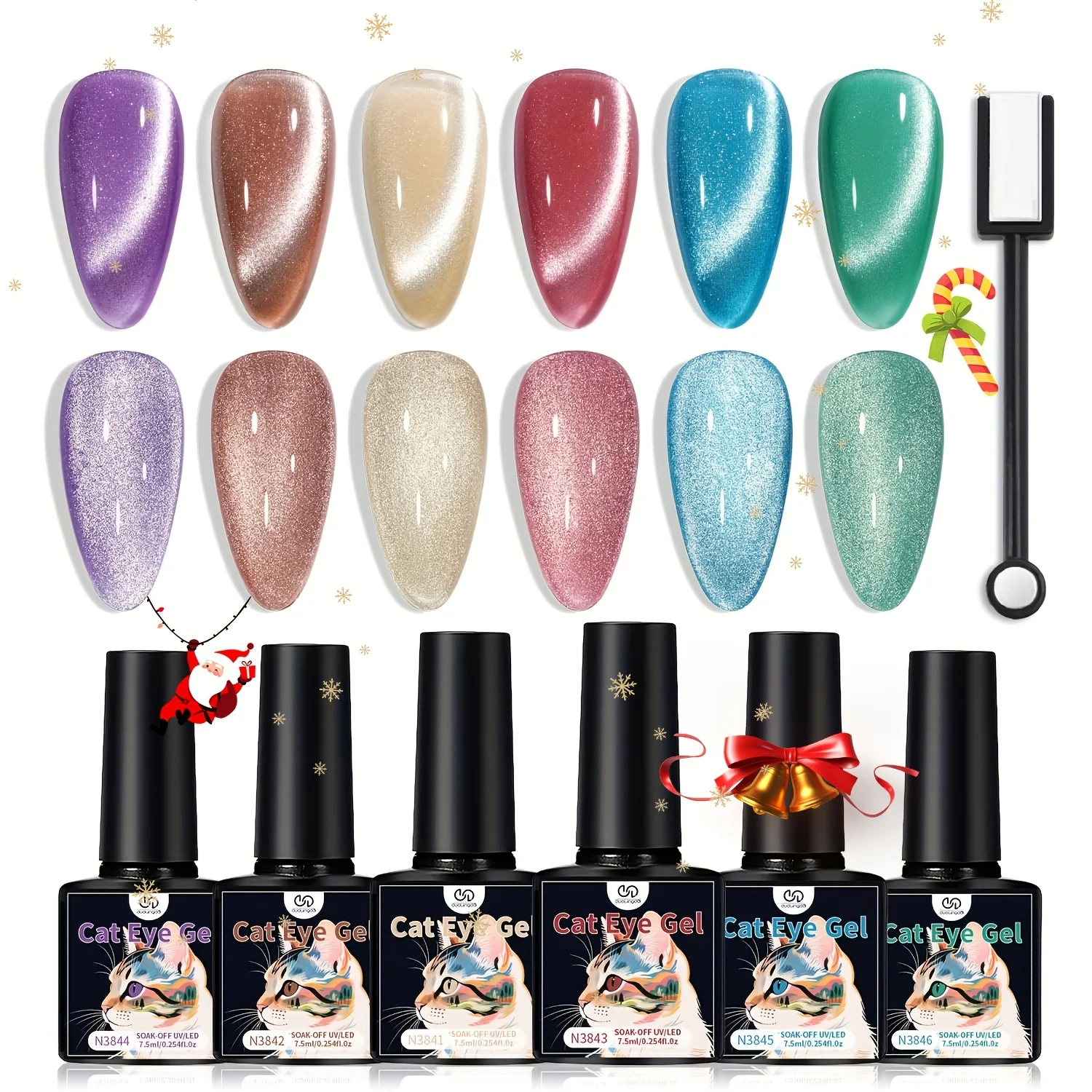 S8a345a502c3a49508d51e03824e5eb8et.webp Cat Eye Gel Nail Polish 6 Colors Red Green Silvery Purple Blue Glitter Cat Eye Gel Polish Holographic 9D Semi-transparent
