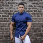 Summer Fashion Super Slim Fit Short Sleeve Shirts Men Classic Casual Dress Shirt Male Hipster Relaxed Luxe Formal Shirt - Image 6