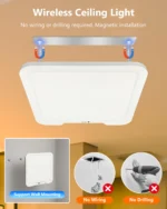Rechargeable Dimmable Ceiling Light USB 5V 3 Colors LED Flush Mount Ultrathin Motion Sensor Ceiling Lamp Remote Control Timer - Image 2