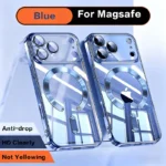 Fashion Orange Magnetic Clear Case For iPhone Air 17 16 15 14 13 12 11 Pro Max Plus Wireless Charge Plating Soft Business Cover - Image 9