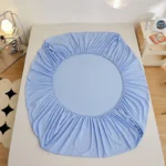 Kuup Polyester 3pcs Solid Color Queen Size Bedding Set - Fitted Sheet & Pillowcases with Elastic Band Mattress Cover - Image 4