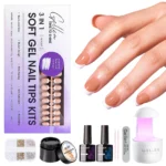 GELLEN Gel Nail Tips Kit 240Pcs Pre Shaped Short Square Soft Tips 15g Solid Gel Glue UV LED Lamp DIY Manicure Set Long Lasting