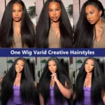 Kinky Straight V Part Wig Human Hair For Women With Drawstring 250 Density Upgrade Glueless No Leave Out No Sew In Natural Color - Image 4