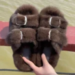 Winter European Fashion Women’s Shoes Ladies Slippers 100% Mink Slippers