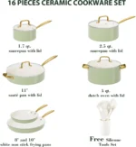 Non-Stick Ceramic Cookware Set with Utensils, Dutch Oven, Saucepan & Frying Pan - Perfect Cooking Gift - Image 2