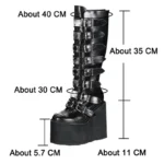 Women Boots Cosplay Ladies High Heel Platform Wedges Women High Boots Gothic Buckle Strap Long Tube Leather Female Boots Plus Si - Image 5