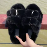 Winter European Fashion Women’s Shoes Ladies Slippers 100% Mink Slippers