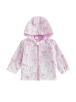Cute Baby Girls Floral Print Hooded Jacket with Bow Detail and Zipper Closure - Stylish Outerwear for Fall and Winter - Image 3