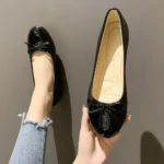 Ballerina Mother’s Shoes Women’s Flat Shoes Comfort Non-slip Ladies Loafers Leather Flats Elegant Bowknot Women’s Single Shoes