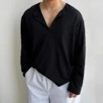 Cotton Men's Long Sleeve T-shirts for Men Blouses Korean Trend Harajuku Loose T Shirts Spring Autumn Bottoming Shirts Soft - Image 4