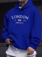 London Fashion Print Hoodies For Men Casual Autumn Winter casual sweatshirt Kangaroo pocket Long sleeve Autumn/Winter simple