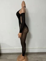 Mesh Jumpsuit For Women Sexy Club,Rhinestone Deep V One Piece - Image 6