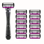 6pcs -layer classic razor, razor set, stainless steel blade, manual safety razor, reusable blade, silicone anti-skid layer