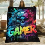 Gaming Neon Glow Flannel Blanket Soft Lightweight All Seasons for Bed Sofa Travel Camping Perfect Gamer Gift - Image 3