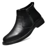Autumn and Winter New High-Top Leather Shoes for Men, Zippered Leather Boots, Fashionable Versatile Business Casual Shoes, Men's Formal Shoes, Chelsea Boots - Image 2
