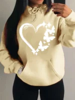 Combination Of Love And Butterfly  Pattern Hoody Women Hip Hop Street Hoodies