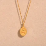 Stainless Steel Spiral Sun Flower Pendant Necklace for Women 18K Gold Plated Stackable Boho Necklace Waterproof Fashion Jewelry