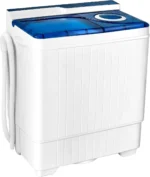 Semi-Automatic Twin Tub Washer with Spin Dryer, 26lbs Capacity, Built-in Drain Pump, Portable for Apartment, Dorm, RV