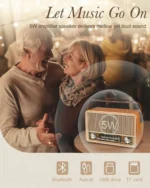 PRUNUS J-120 Radio Portable AM FM, Transistor Radio Plug in Wall Powered Radio for Home Outdoor,Retro Vintage Bluetooth Speaker - Image 2