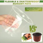 4/6/8/10 Inch Large Size Clear Nursery Pots for Plants, 16 Pack Plastic Plant Pots with Drainage Holes, Durable Seedling Star