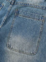 2025 Summer Men’s Loose Fit Denim Shorts Vintage Straight Leg Jean Shorts