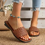 Women's Sandals Summer Luxury Fashion Flat Bottom Slippers Casual Simple Solid Colour - Image 2