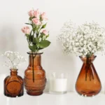 Amber Glass Bud Vases Set of 20Small Flower Vases for Wedding Centerpieces Mini Bud Vases in Bulk Amber Glass Vase for Table De - Image 3