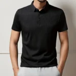 2025 Men's Business Casual Short Sleeved Bone Flower Solid Color POLO Shirt Fashion Breathable Comfortable Summer Versatile Top - Image 9