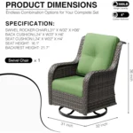 Outdoor Swivel Rocker Patio Chairs, Wicker Patio Furniture with High Back, Deep Seating, Wide Armrest, Thickened, Customized - Image 2