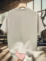 Men’s 100% pure cotton fashionable casual loose Italian style Milan letter printed round neck short sleeved T-shirt top