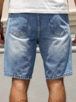 Men's summer blue regular denim shorts. - Image 2