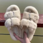Winter European Fashion Women’s Shoes Ladies Slippers 100% Mink Slippers