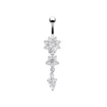 1Pc Stainless Steel Crystal Zircon Belly Button Rings,Shining Eye-Catching Piercing jewelry Suitable for Vacation Party Wearing - Image 5