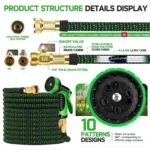LOVFEN 25/50/75/100/150ft Expandable Water Hose Flexible Magic Garden Hose 10 Pattern Sprayer Nozzle For Pet Cleaning Watering - Image 2