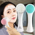 silicone facial brush, manual cleansing brush, facial cleanser, soft bristled cleaning brush, double-sided massage brush - Image 3