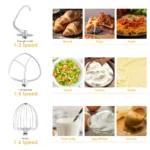BioloMix Kitchen Food Stand Mixer, Blender, Quiet Motor, Cream Egg Whisk, Whip Dough Kneader, 6-Speed, 1200 W, 6 L, DC - Image 4