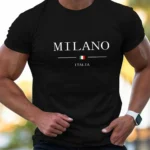 100% cotton casual sports loose plus MILANO print