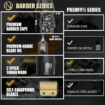 Professional Cordless Hair Clippers for Men, Barber Trimmer Set with Fading Kit in Gold - Image 3