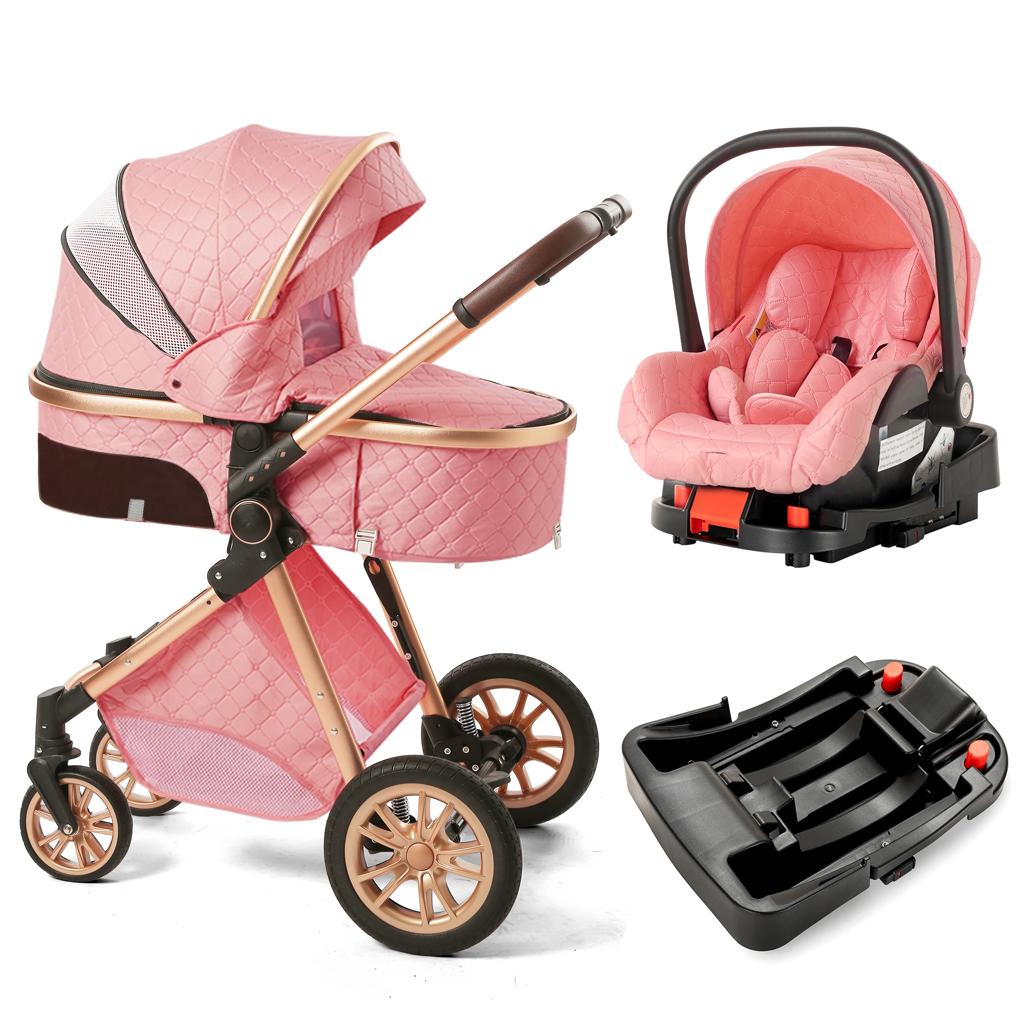 S9326d5d9e1014f4498f28b233cb3a180U.webp Premium 3-in-1 Baby Travel System: Reversible Seat Pram Stroller, Folding Design for 0-3 Years - Image 1