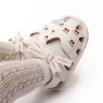 Cute Baby Girl Sandals Stylish PU Leather Non-slip Bowknot Cherry Summer Flats Toddler Shoes for Everyday Wear - Image 5