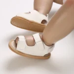 Summer Rubber Base Anti Slip Baby Sandales Shoes Toddler Girl Boy Canvas Sandals Non-Slip First Walker Crib Shoes For 0-18