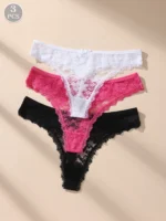 Awesomea 3Pcs Women’s Lace Bow Underwear – Soft Comfortable Low Waist Panties – Breathable Stretchy Seamless Lightweight Briefs - Image 4