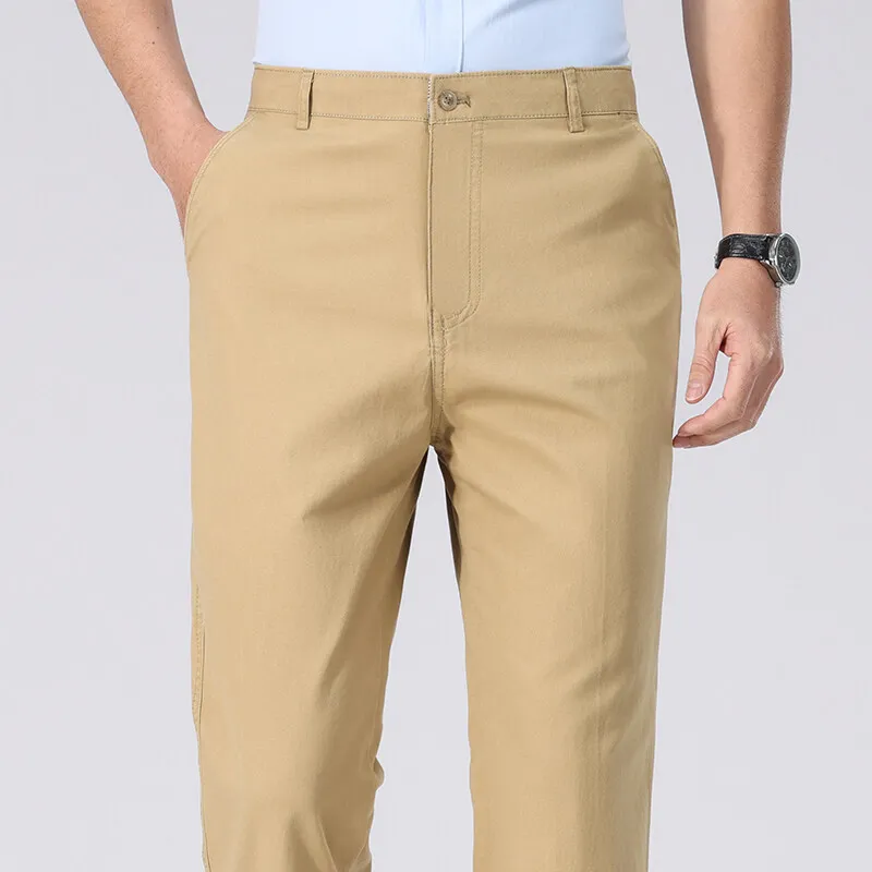 S93997f90a83a43c7a8667e6c6b3f6f95u.webp Mens Chino Pants Business Casual Dress Pants Spring Summer Autumn Trousers Lightweight Comfy Pants with Pockets - Image 1