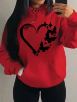Combination Of Love And Butterfly  Pattern Hoody Women Hip Hop Street Hoodies