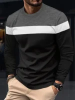 New Men’s Casual Round Neck T-shirt Breathable, Comfortable, and Fashionable Long Sleeved T-shirt trend versatile casual tops