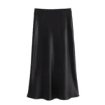 Satin Skirt Women High Waist Long Skirts For Women Summer Black Midi Skirt Woman - Image 4