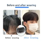 Clips in Hair Bang Cover High Forehead Real Hair Bangs for Mens 100% Human Hair Bangs Fringe Extension for Volume - Image 2